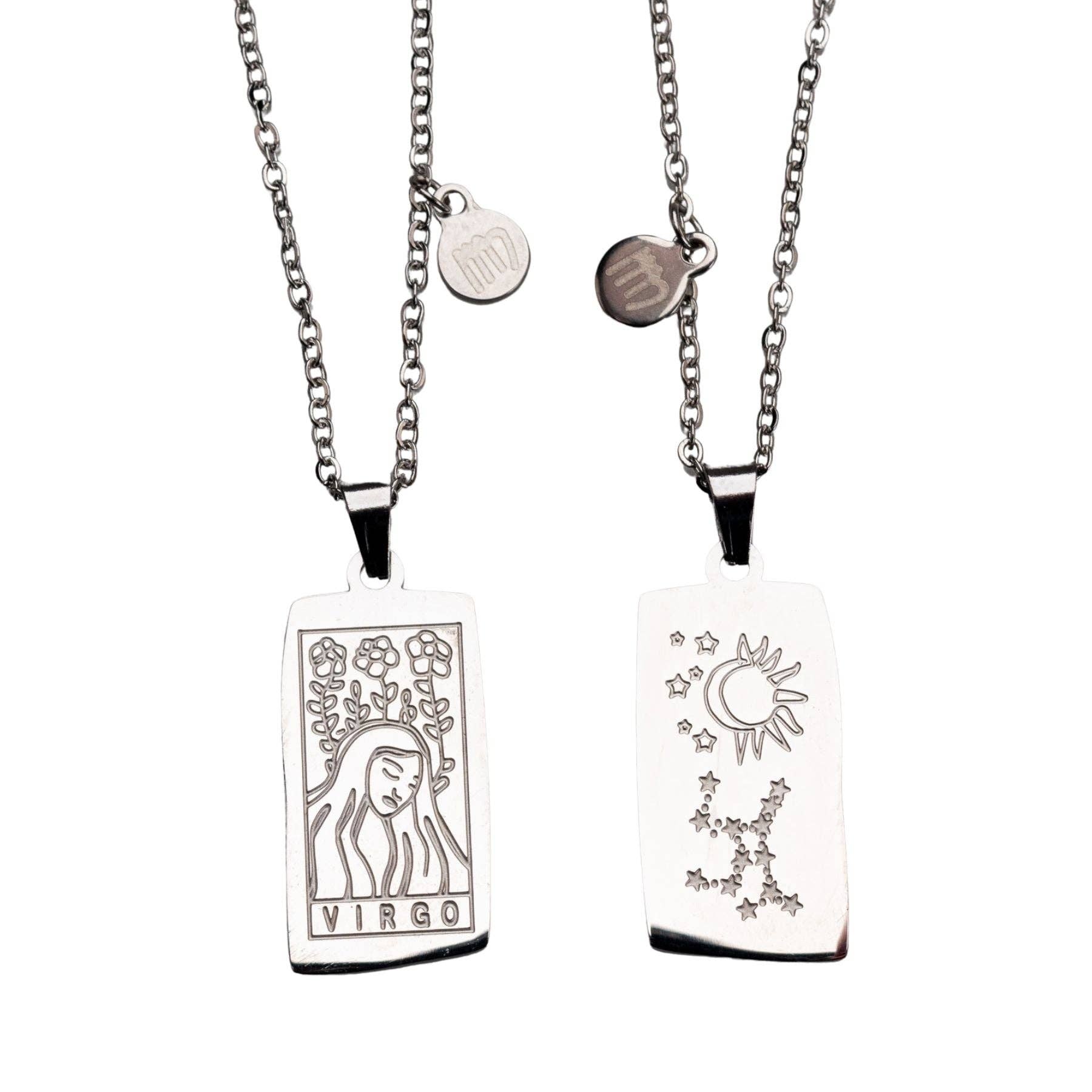 Zodiac Tarot Card & Astrology Necklace: Gold Plated / Libra