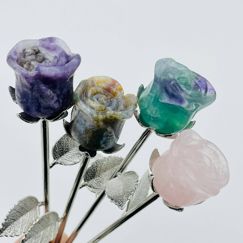 Crystal Rose - Carved Stone -: Yooperlite / Gold