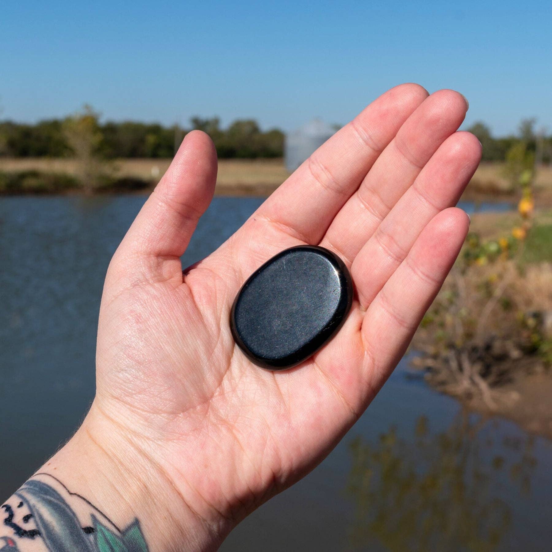 Black Tourmaline Palm Stone.