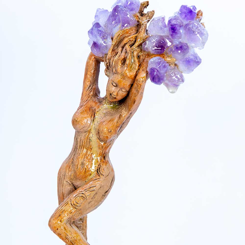 Polyresin Forest Tree Goddess Statue - Amethyst Clusters: Amethyst