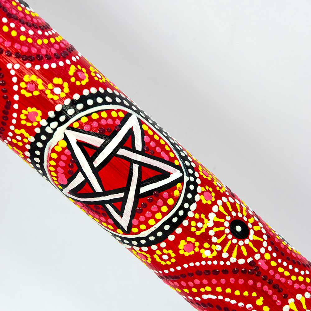 Bamboo Painted Rainstick - Red w/ Pentacle - Small (Each): Pentacle