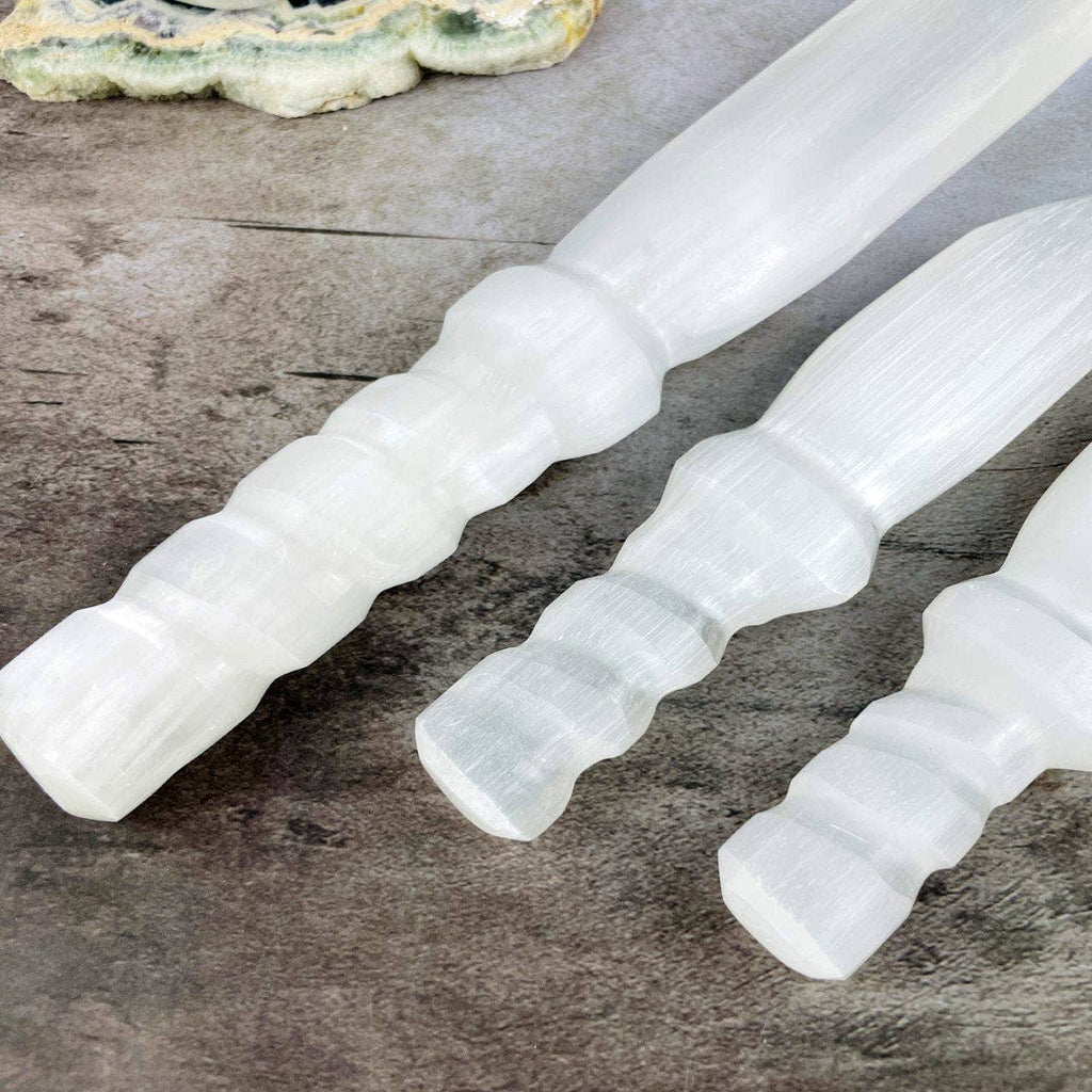 Hand Carved Crystal Selenite Knife with Twisted Handle: 25cm