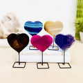 Carved Agate Stone on Metal Stand Crystal Moons Hearts: Purple / Heart