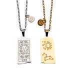 Zodiac Tarot Card & Astrology Necklace: Gold Plated / Gemini