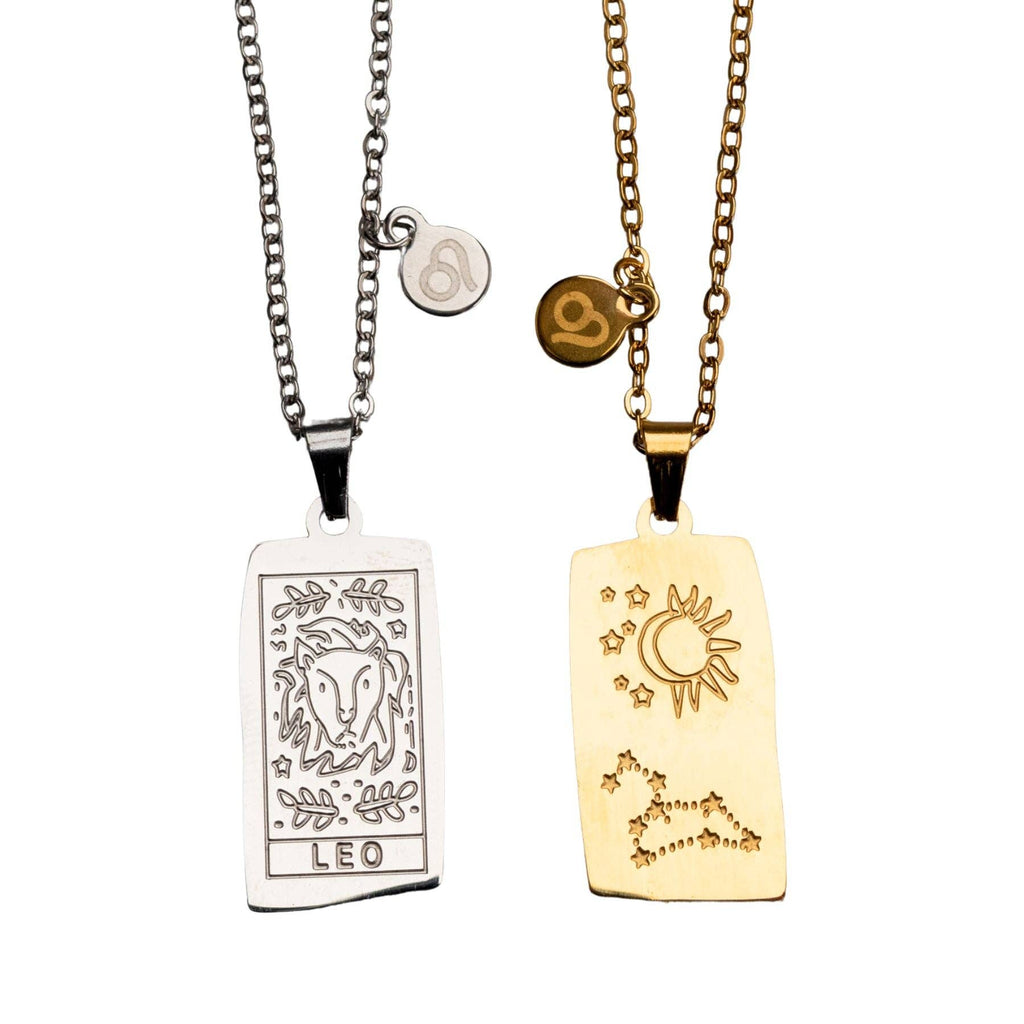 Zodiac Tarot Card & Astrology Necklace: Gold Plated / Libra