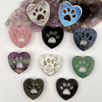 Gemstone Crystal Heart Paw - Carved Heart Paw: Gold Sheen Obsidian