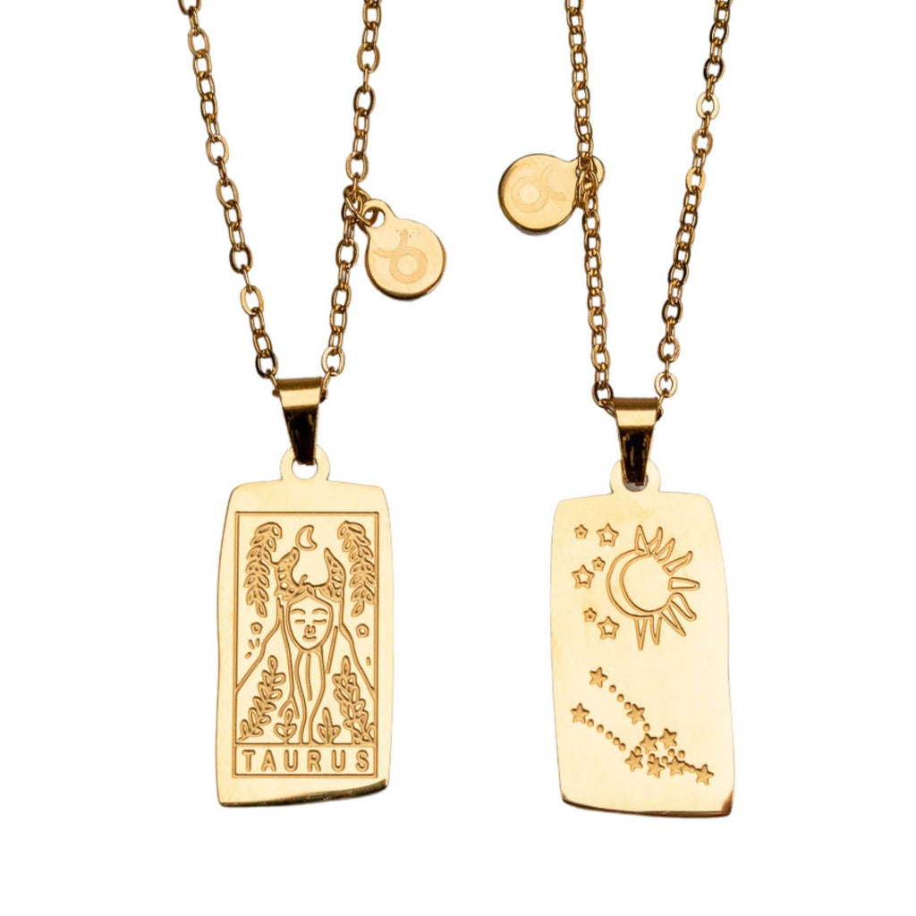 Zodiac Tarot Card & Astrology Necklace: Gold Plated / Aries
