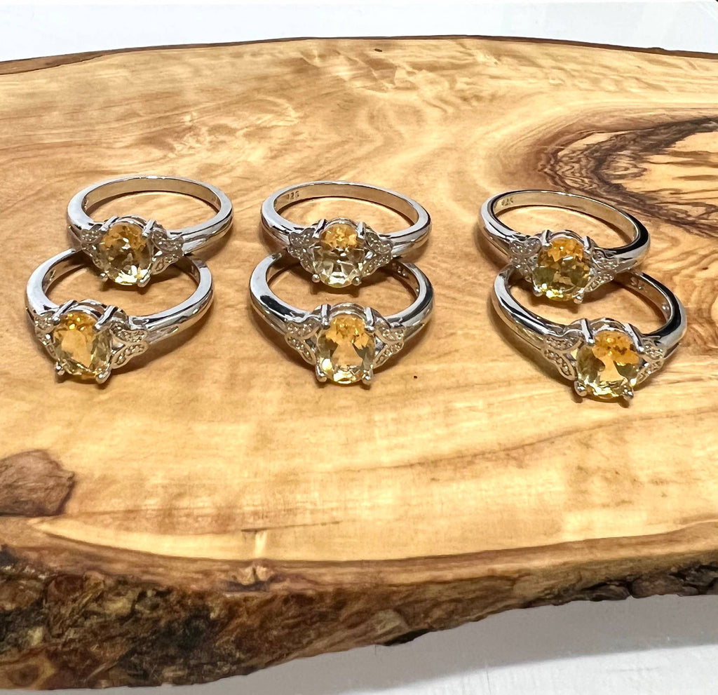 Citrine Ring White Bronze