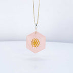Pendant Faceted Hexagon Seed of Life - Rose Quartz (Each): Rose quartz
