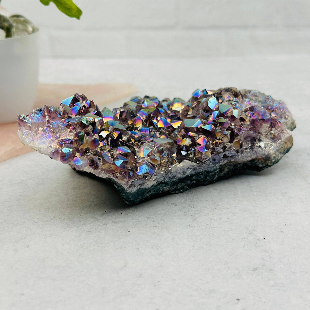 Amethyst Druzy Crystal Cluster with Angel Aura Pearly Finish: 200-300g