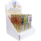Gemstone Pen Ass't w/ 23K Pure Gold Flakes Display of 36: Gold Flakes