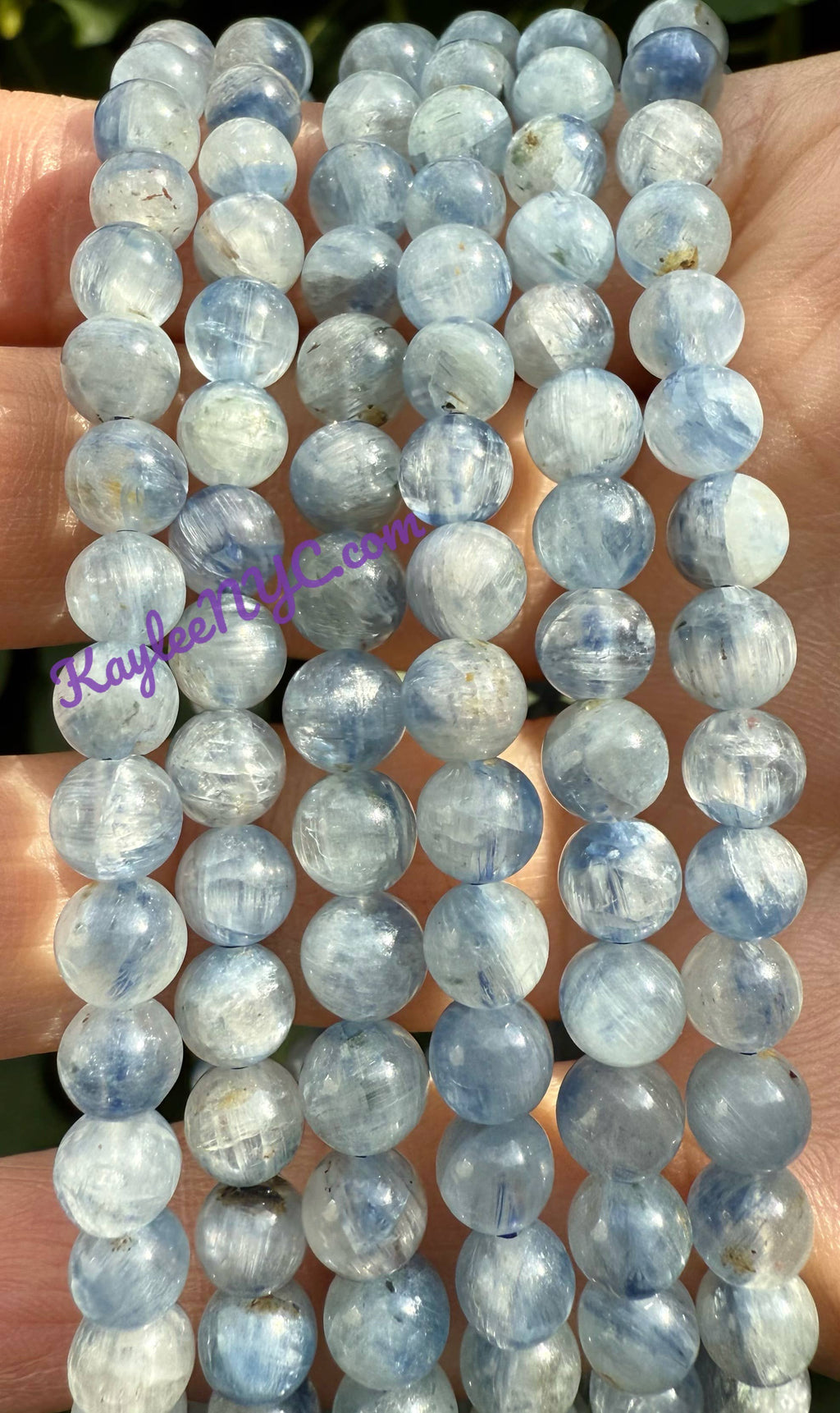 Natural Blue Kyanite 6mm Crystal Healing Stretch Bracelet