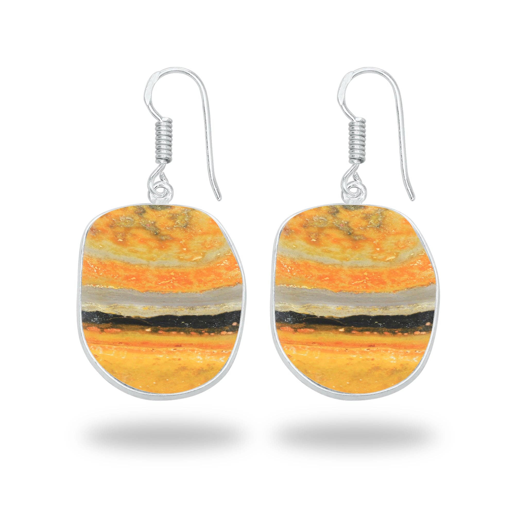 Bumblebee Jasper Earrings – Minimalist Design, Silver-Plated, Handmade