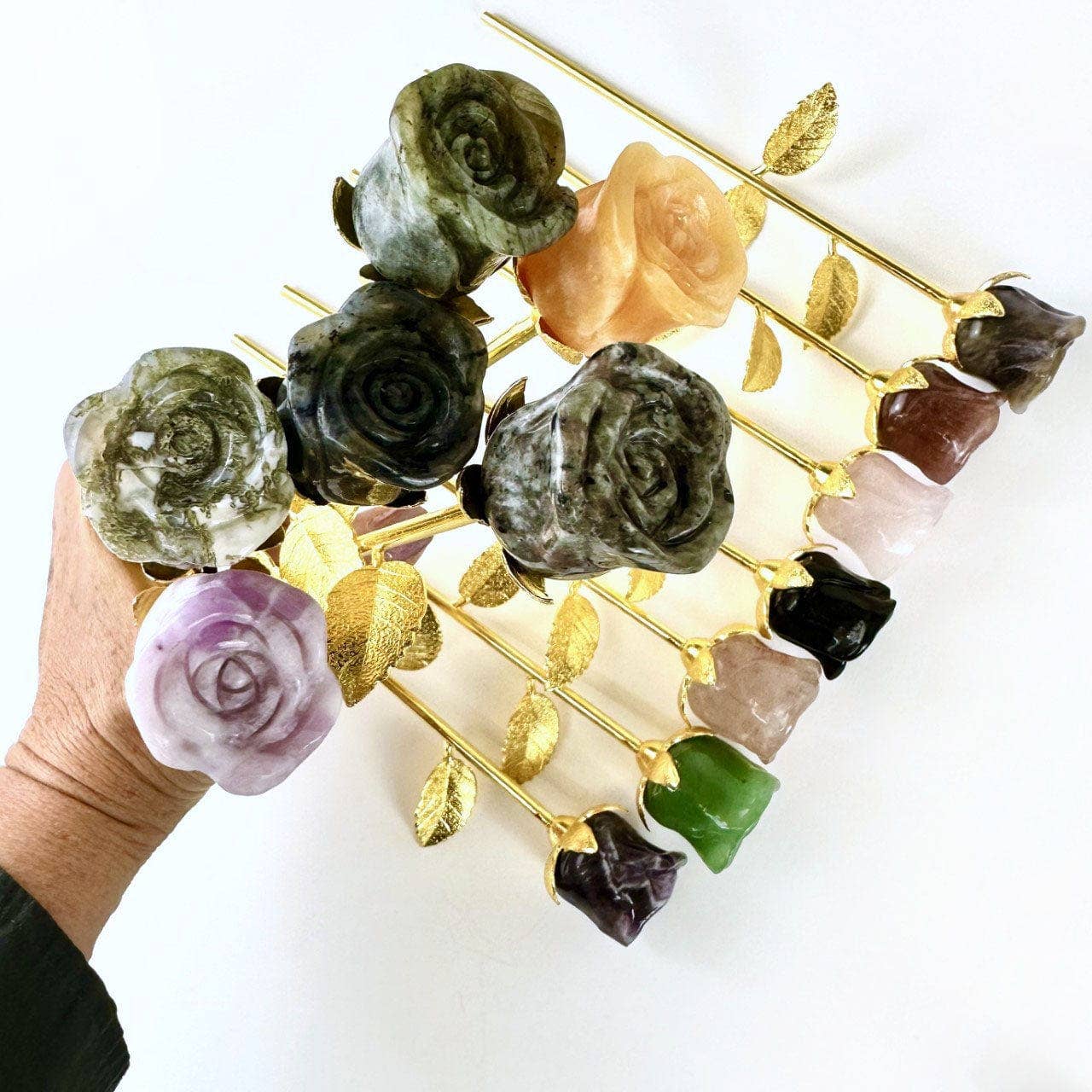 Crystal Rose - Carved Stone -: Yooperlite / Silver