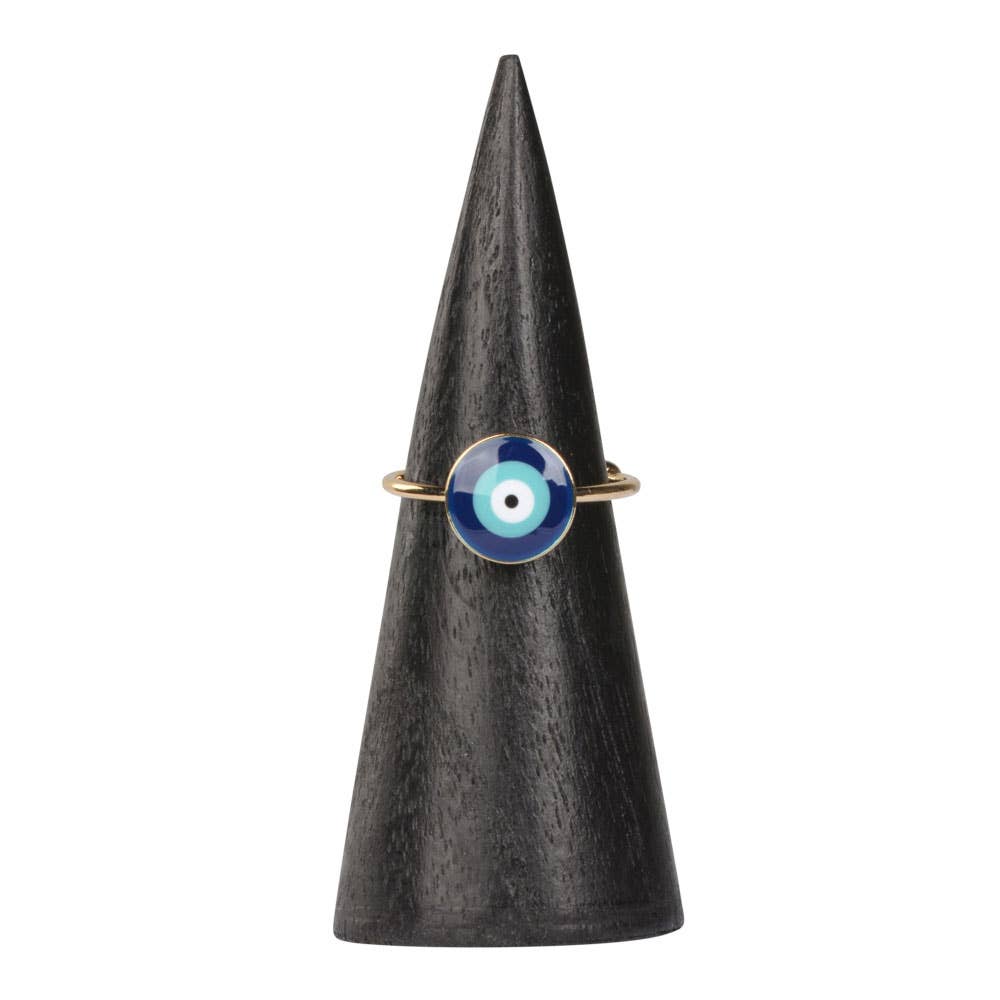 Silver Evil Eye Adjustable Ring