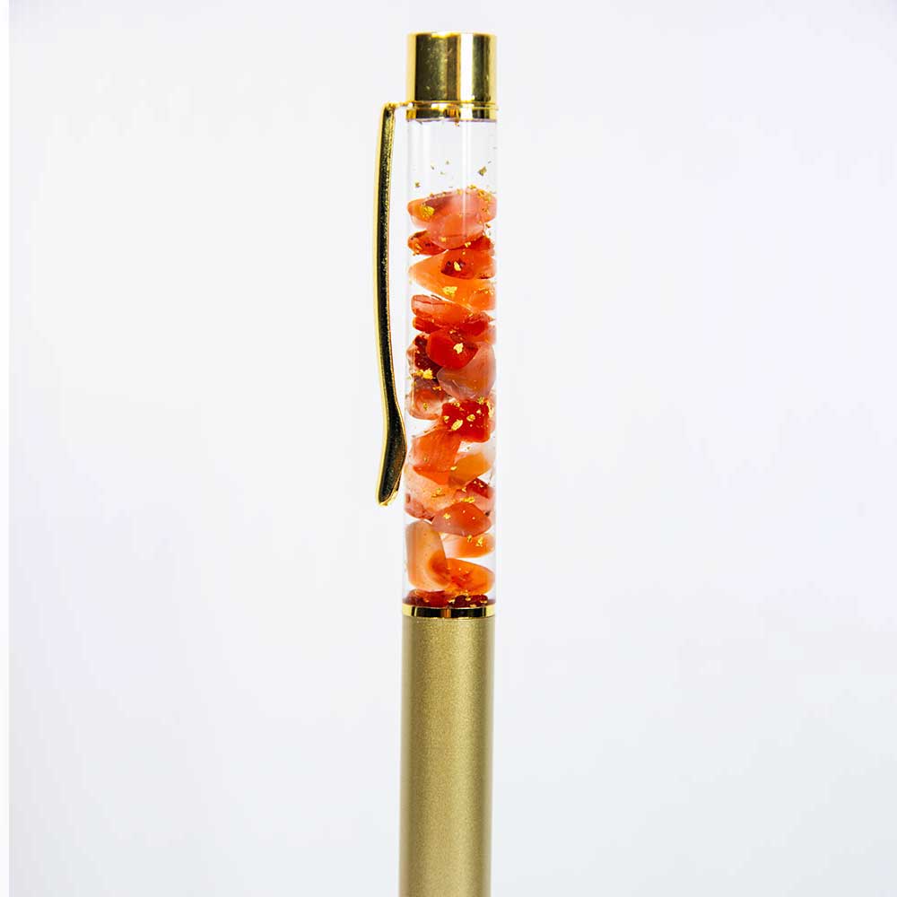 Gemstone Pen Ass't w/ 23K Pure Gold Flakes Display of 36: Gold Flakes