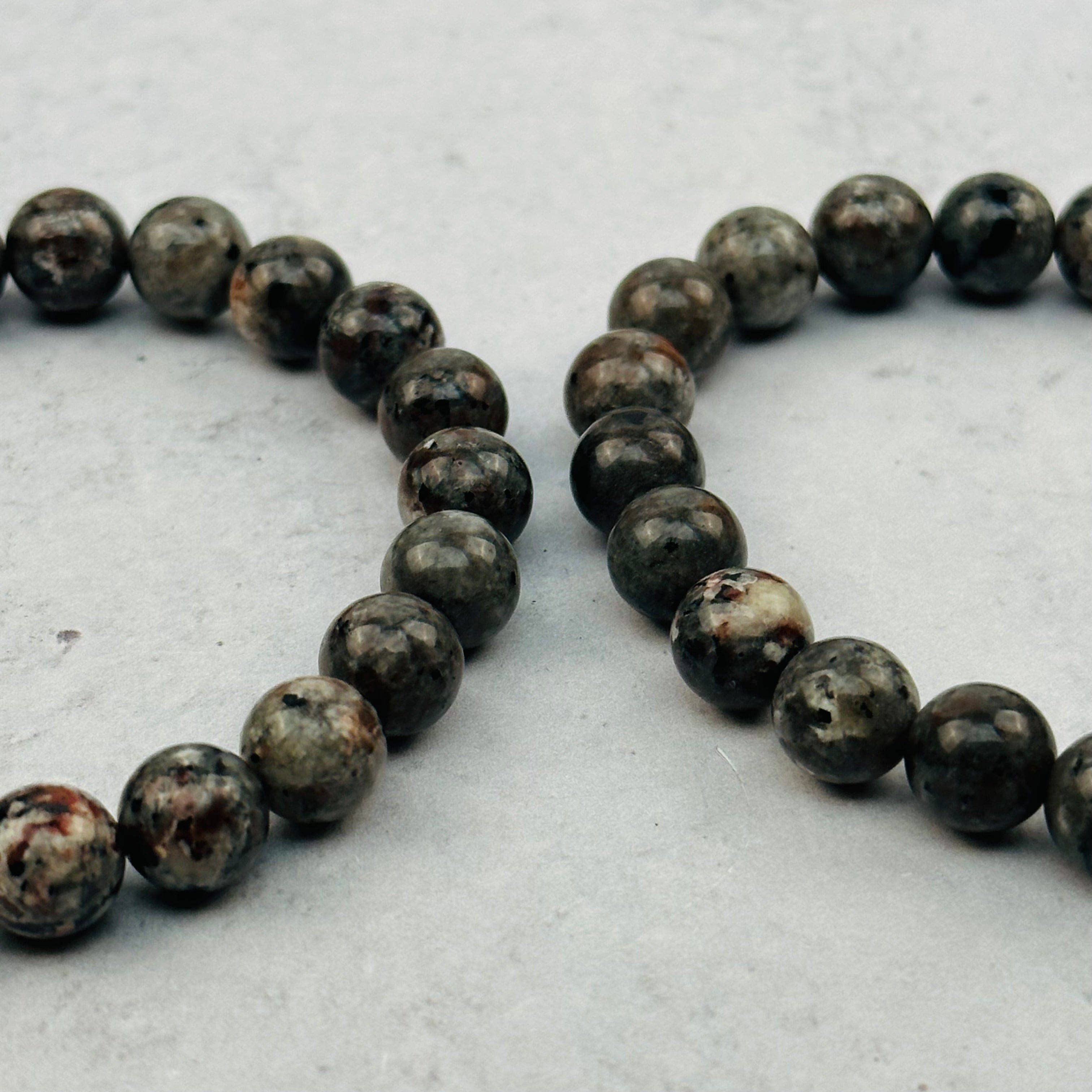 Yooperlite Round Bead Crystal Bracelets - UV Reactive! Gemstone Stretch Bracelet