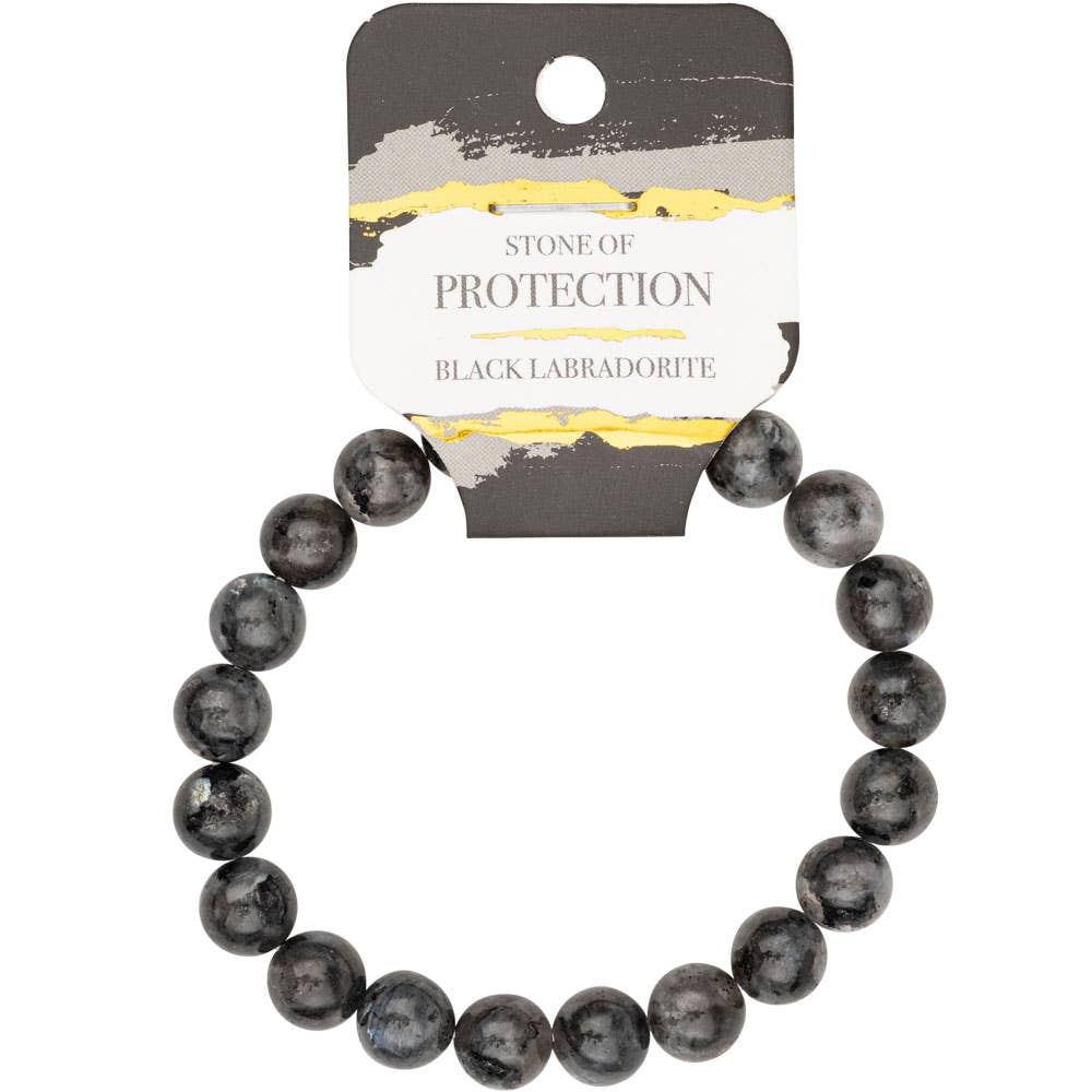 8mm Crystal Gemstone Energy Bead Stretch Bracelets: Labradorite