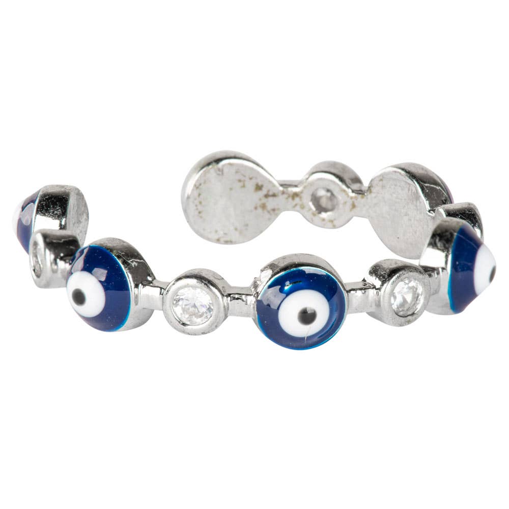 Evil Eye Brass Adjustable Ring