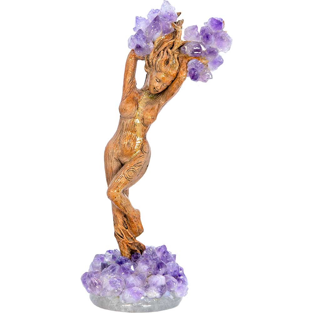 Polyresin Forest Tree Goddess Statue - Amethyst Clusters: Amethyst
