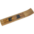 Laser Etched Wood Incense Holder - Wolf w/ Black Onyx Inlay