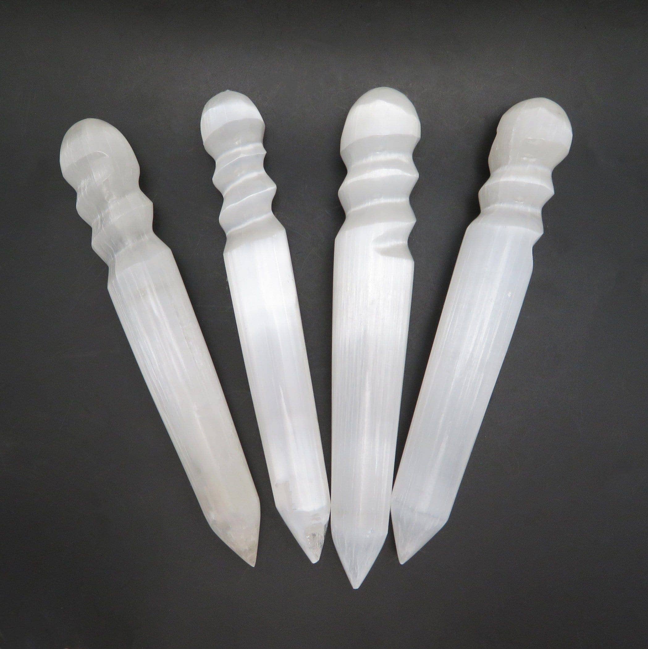Crystal Selenite Massage Wand -Spiral Twist (RK5-48): 1 piece