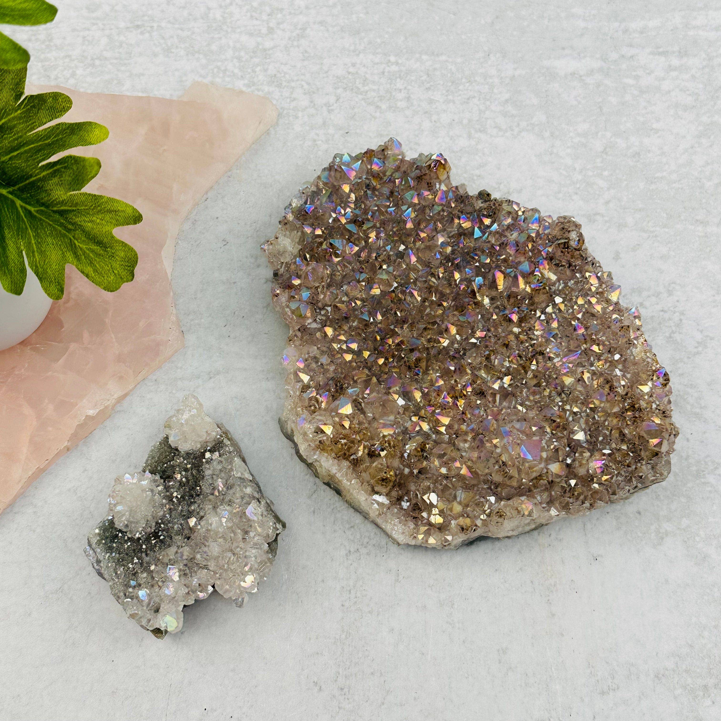 Amethyst Druzy Crystal Cluster with Angel Aura Pearly Finish: 200-300g