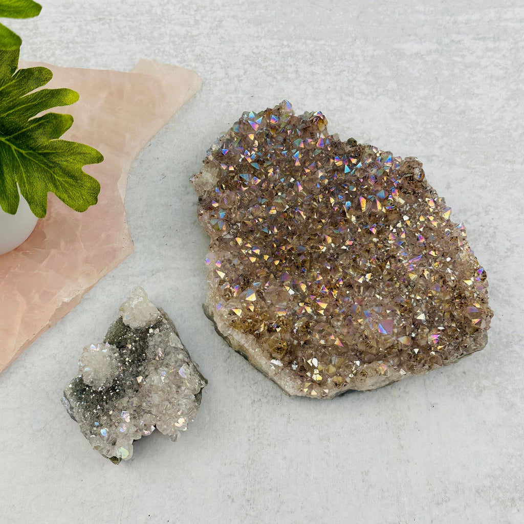 Amethyst Druzy Crystal Cluster with Angel Aura Pearly Finish: 300-400g