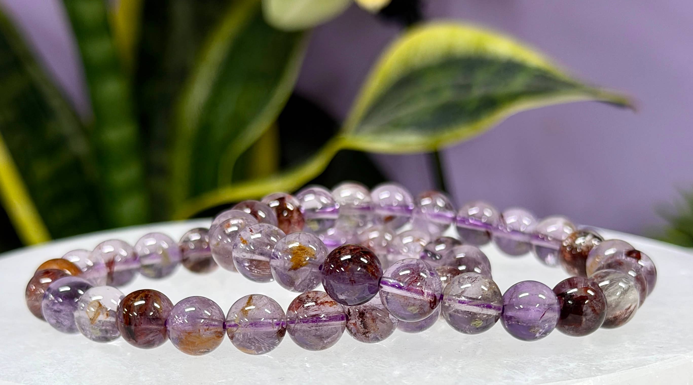 8mm Natural Super 7 Crystal Healing Stretch Bracelet 7.5"