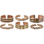 Copper Ring Adjustable Assorted Designs (Set of 6)