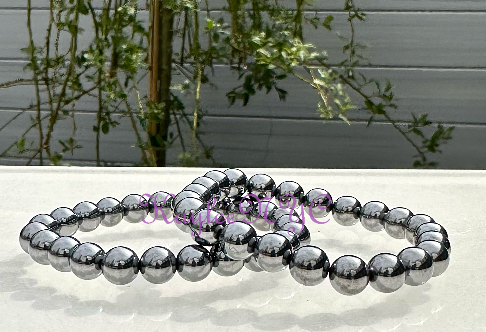 8mm Terahertz Crystal Healing Stretch Bracelet 7.5"
