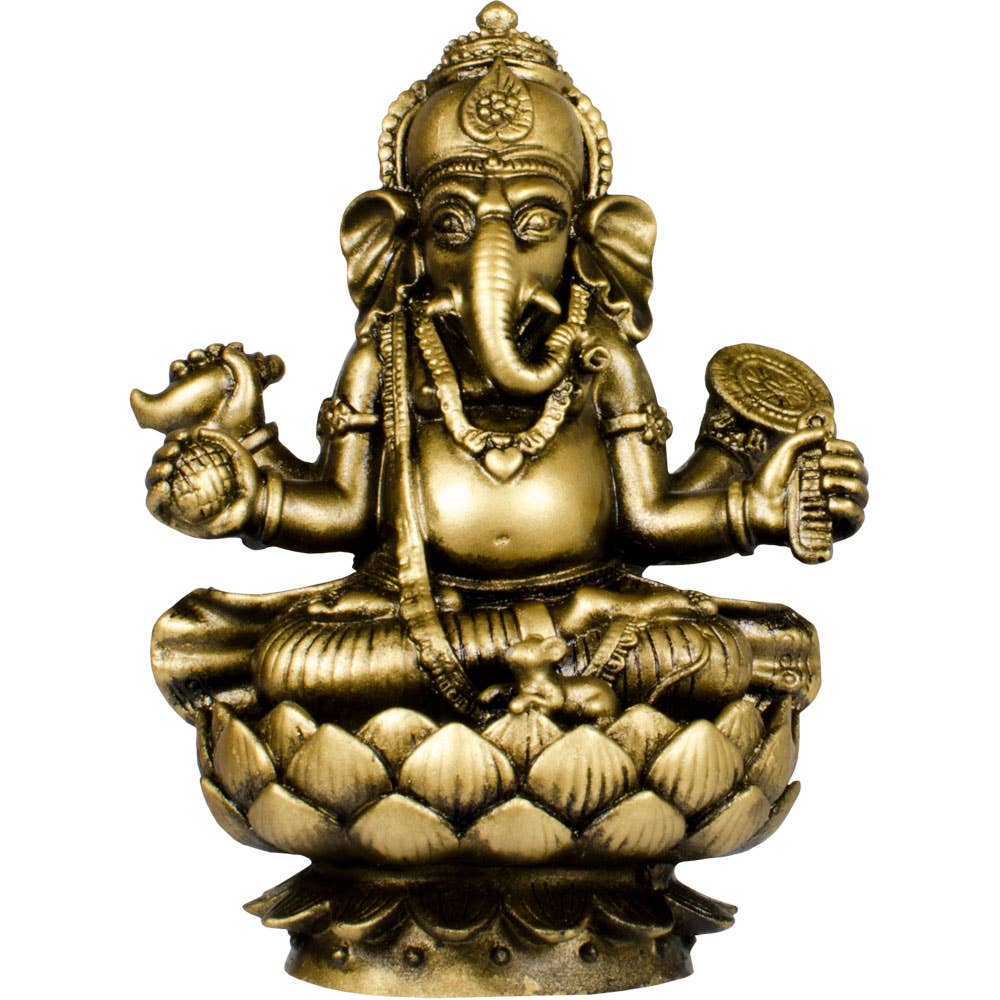 Polyresin Feng Shui Figurines Sitting Ganesha - Gold (Each)