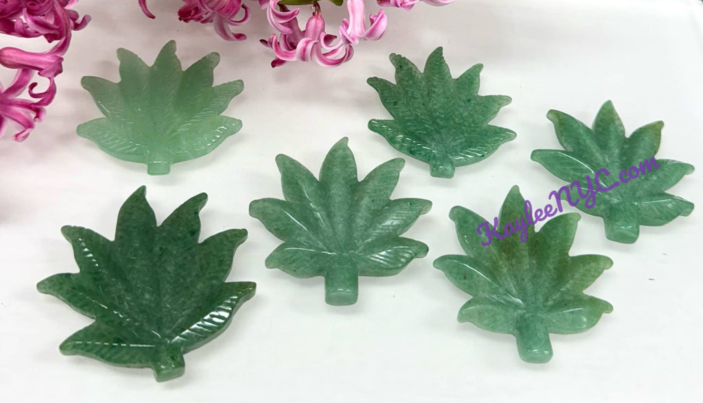 2” Natural Aventurine Pot Leaf for Healing