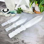 Hand Carved Crystal Selenite Knife with Twisted Handle: 40cm