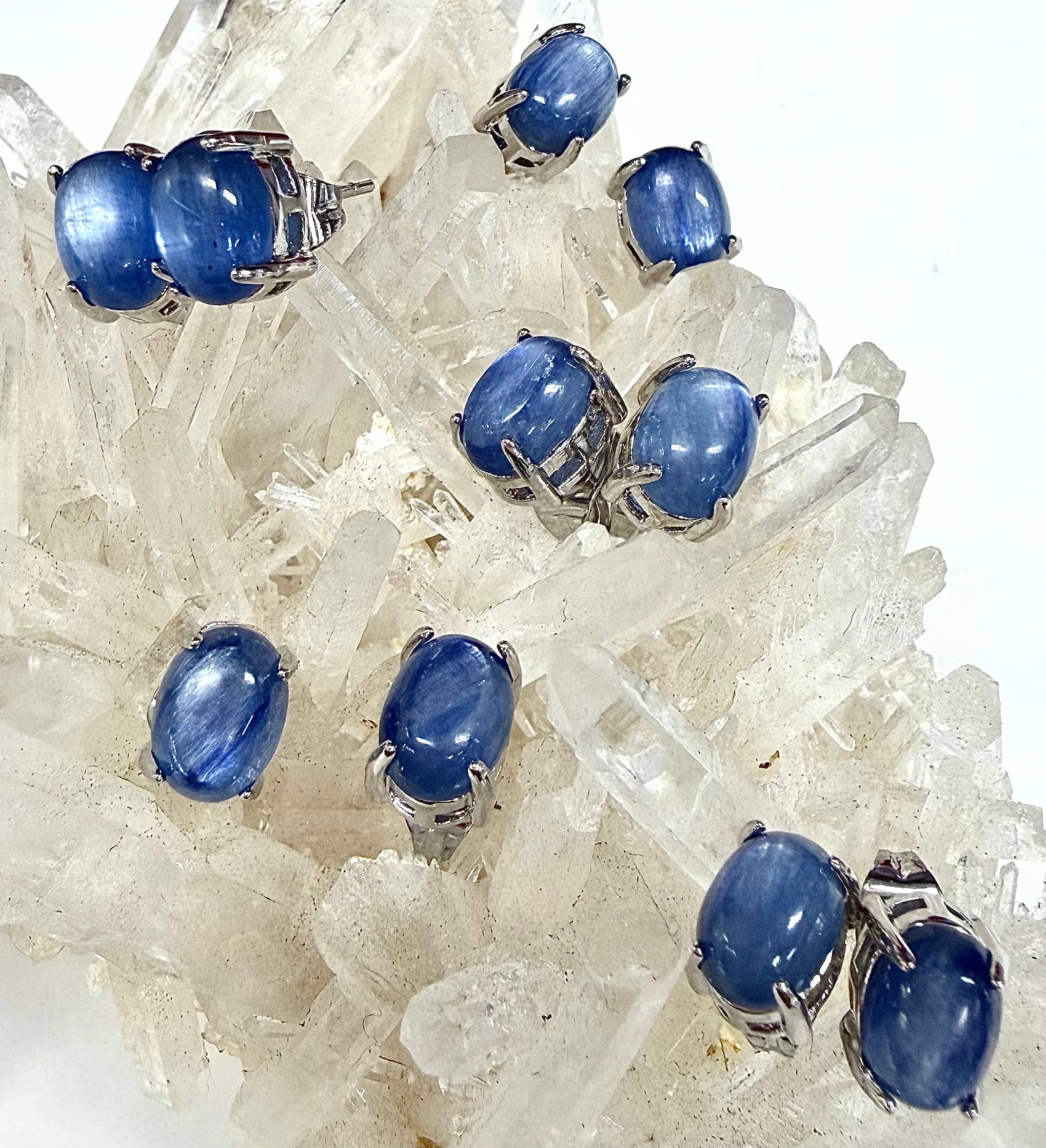 Natural Blue Kyanite Stud Earring 6x8mm