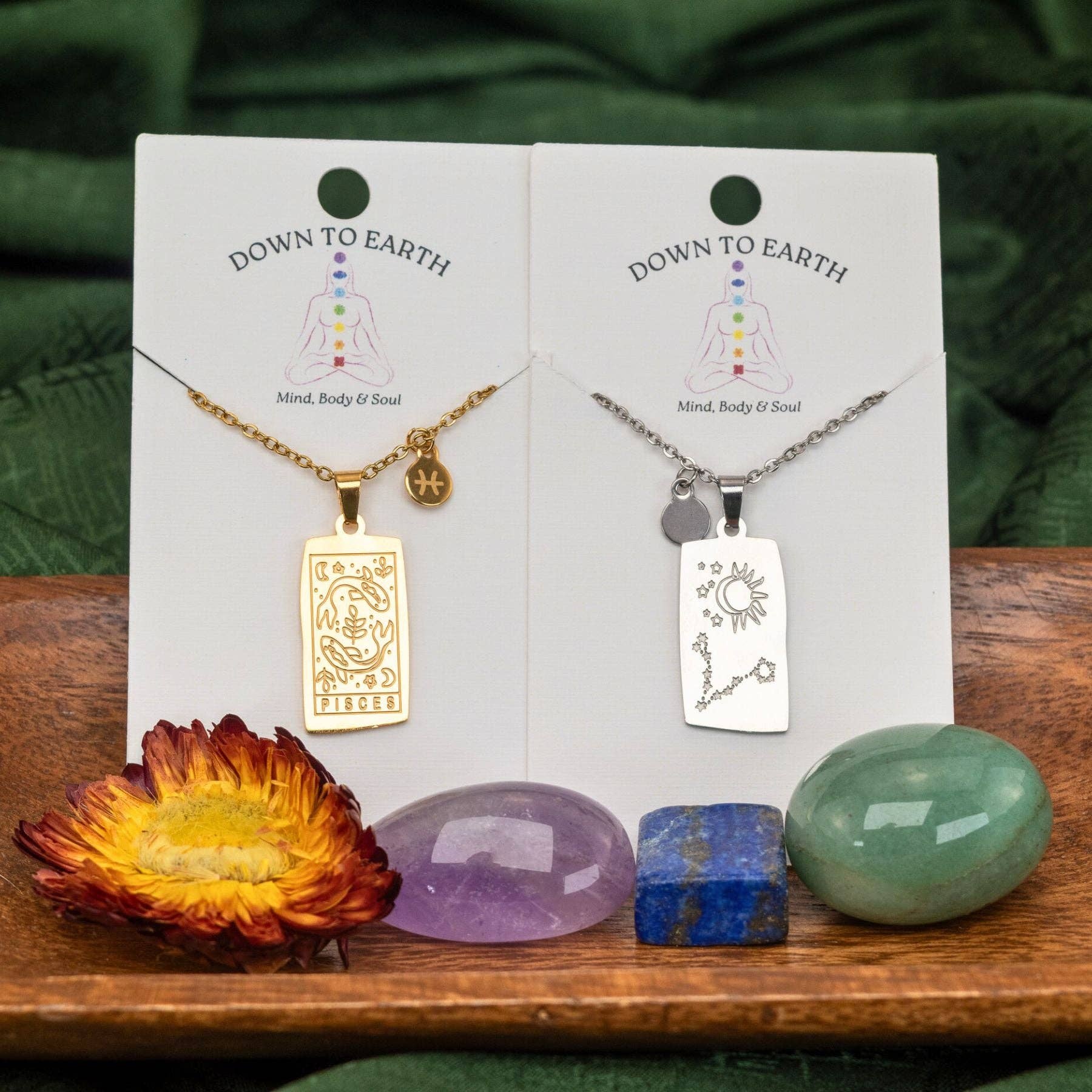 Zodiac Tarot Card & Astrology Necklace: Gold Plated / Libra