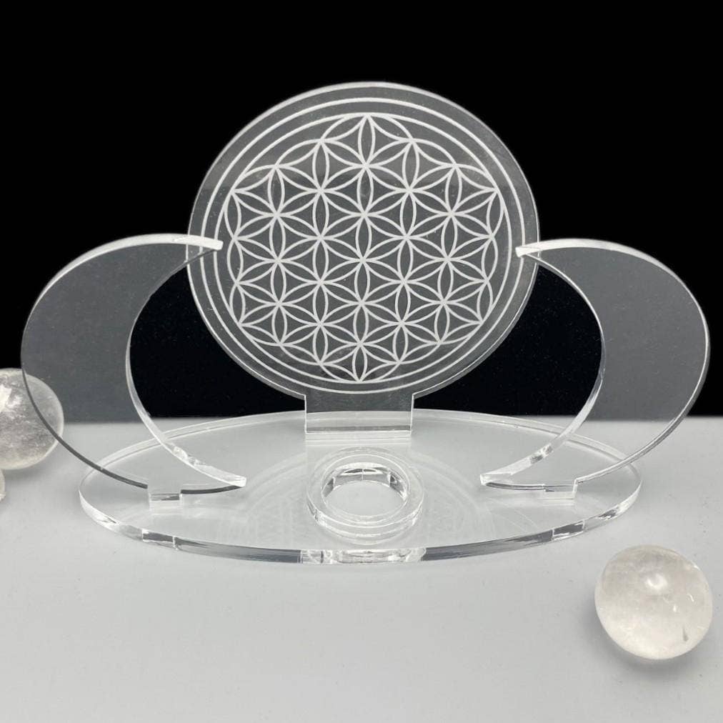 Acrylic Sphere Crystal Holder Moons - Flower of Life