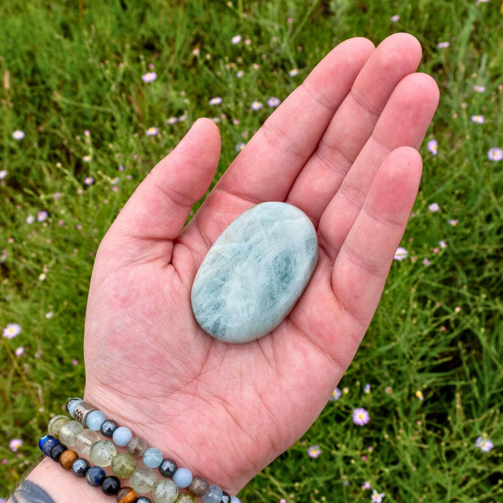 Aquamarine Palm Stones.: Heart