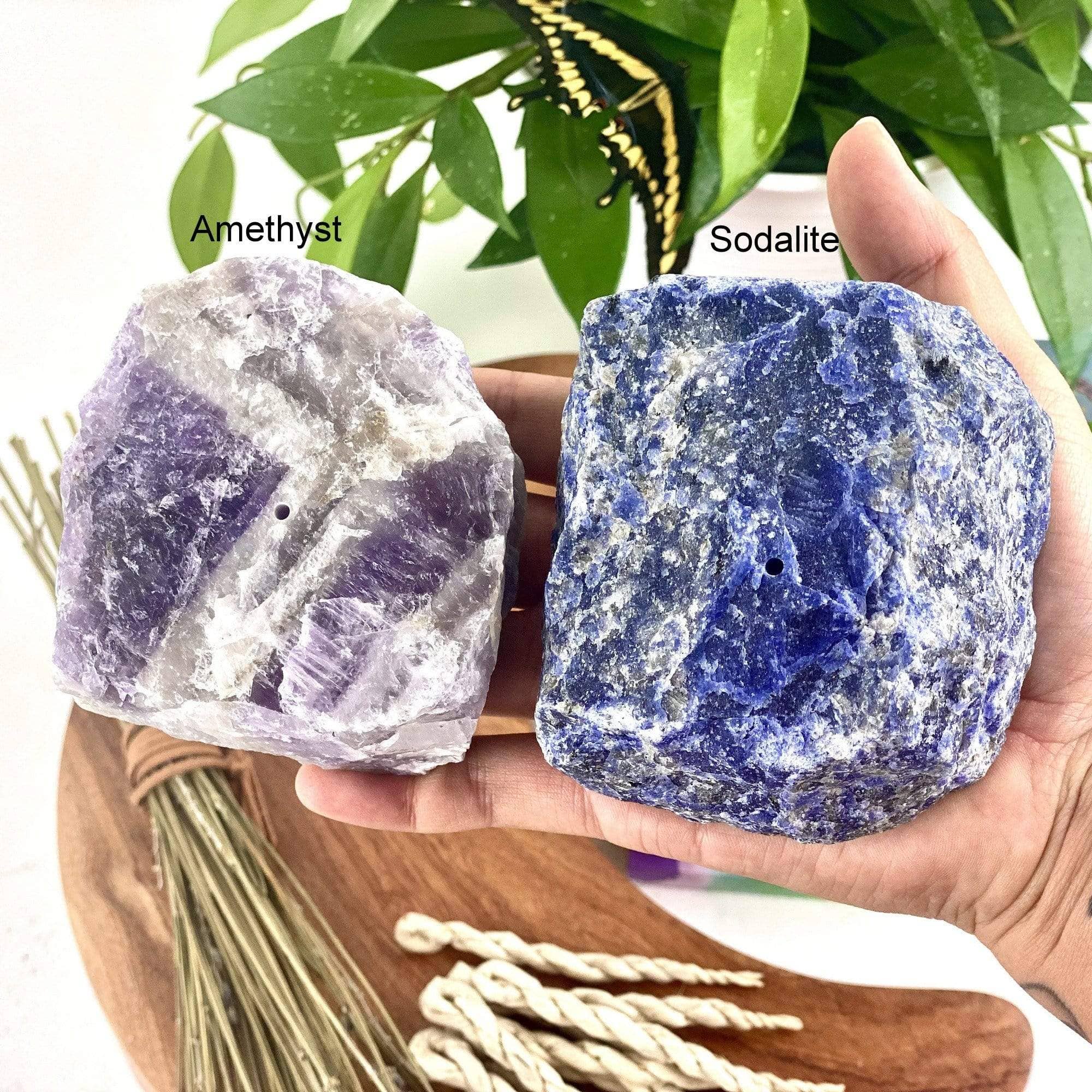 Rough Stone Crystal Incense Burner - Incense Holder: Rose Quartz