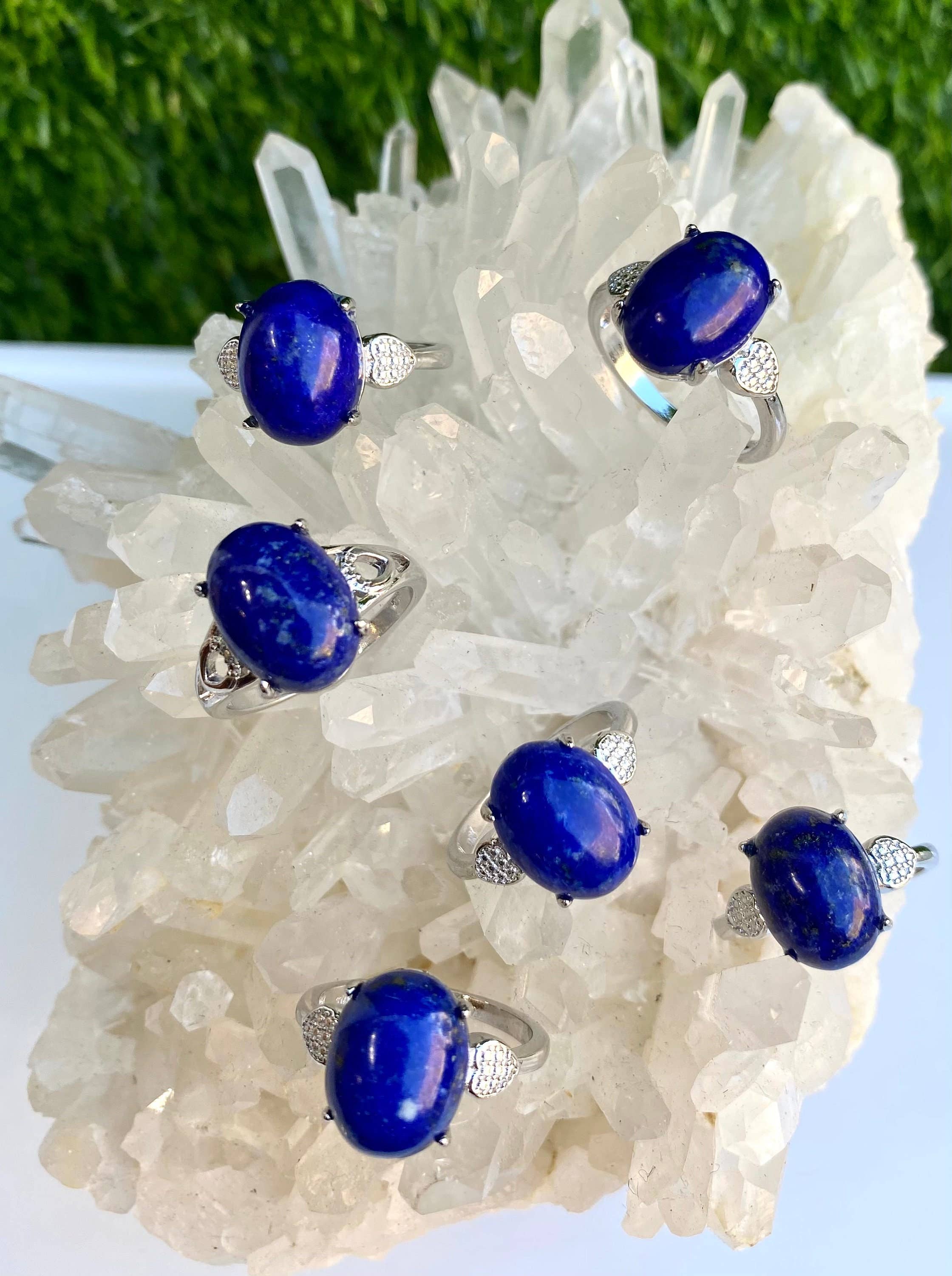 Natural Lapis Lazuli White Bronze Rings