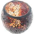 Glass Mosaic Votive Holder Round w/ LED T-Light - Brown