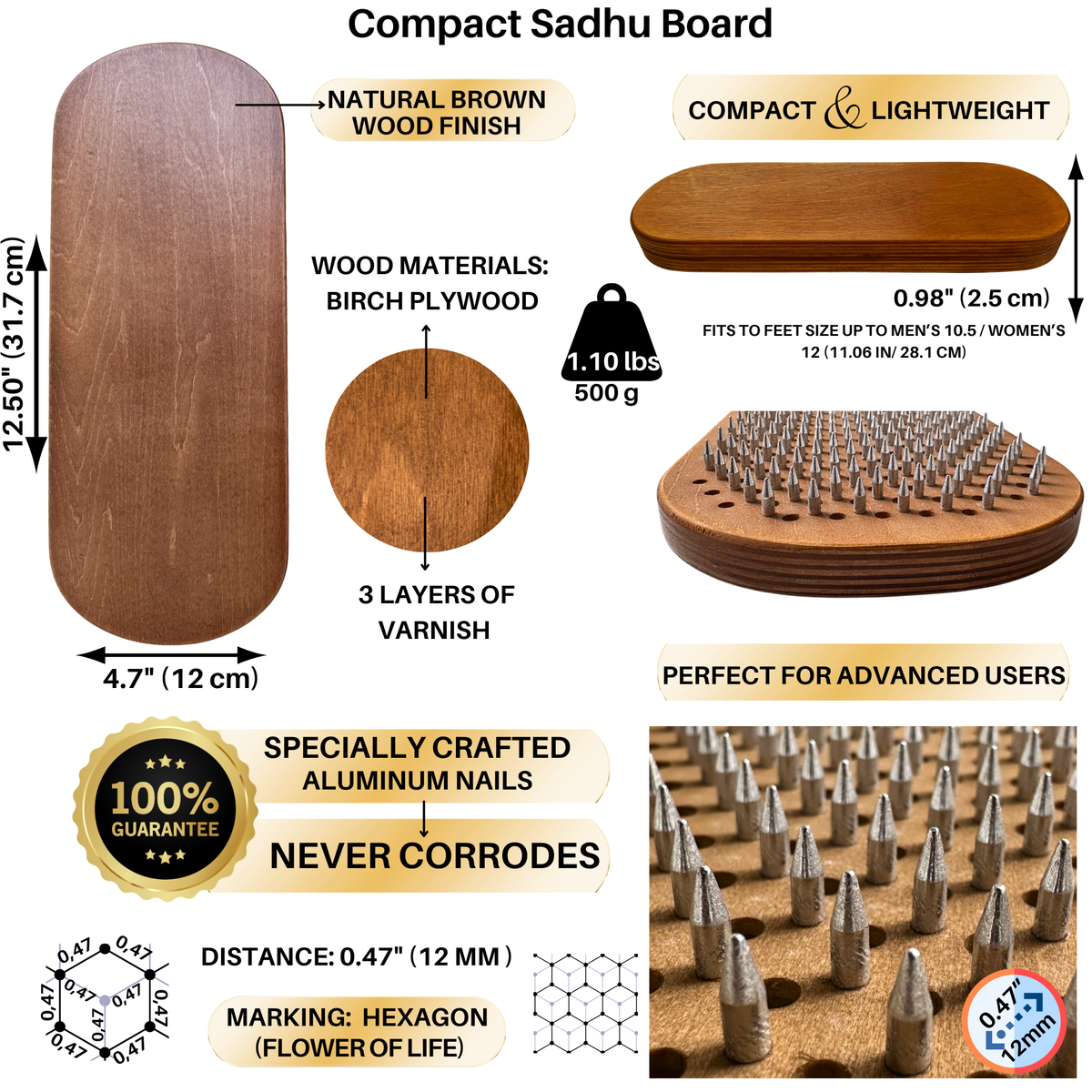 Sadhu Board with Aluminum Nails, 12mm (0.47 in) – For Advanced | Tengry