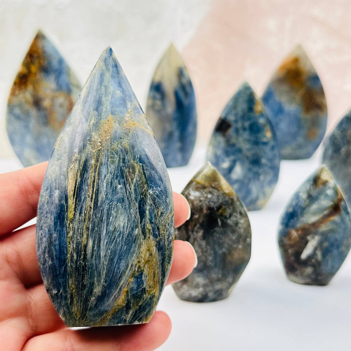 Blue Kyanite Crystal Polished Cut Base Point - By Weight: 260-300g