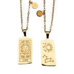 Zodiac Tarot Card & Astrology Necklace: Gold Plated / Leo