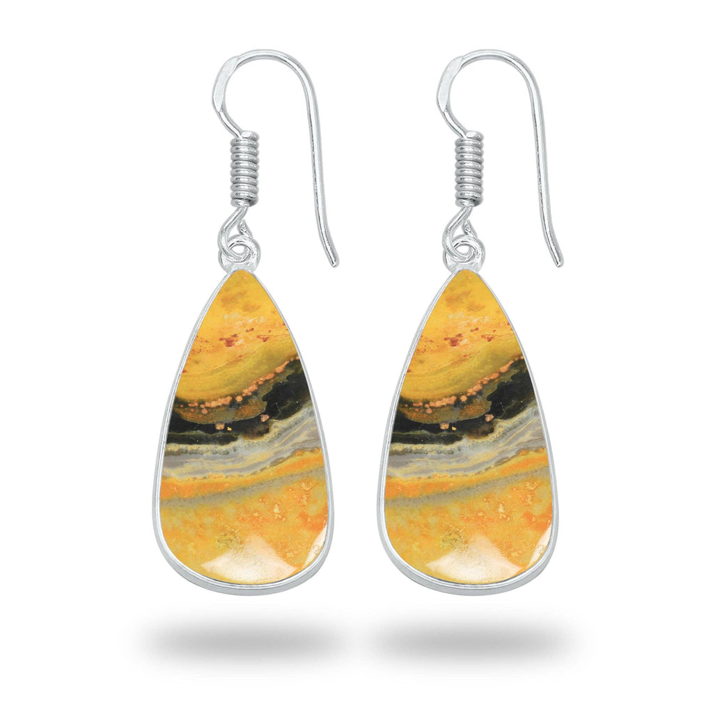 Bumblebee Jasper Earrings – Minimalist Design, Silver-Plated, Handmade