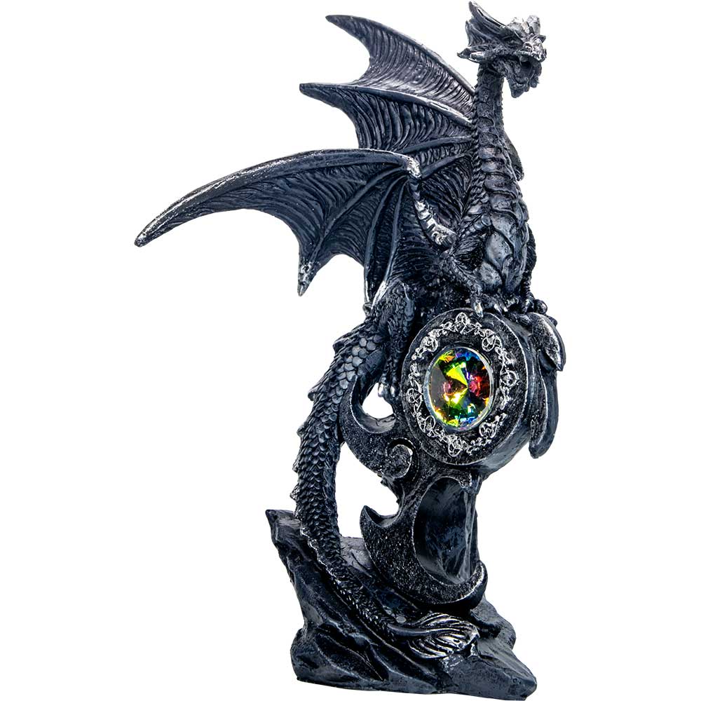 Polyresin Winged Dragon Perched on Shield w/Gem (Set of 2): Dragon