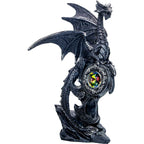 Polyresin Winged Dragon Perched on Shield w/Gem (Set of 2): Dragon
