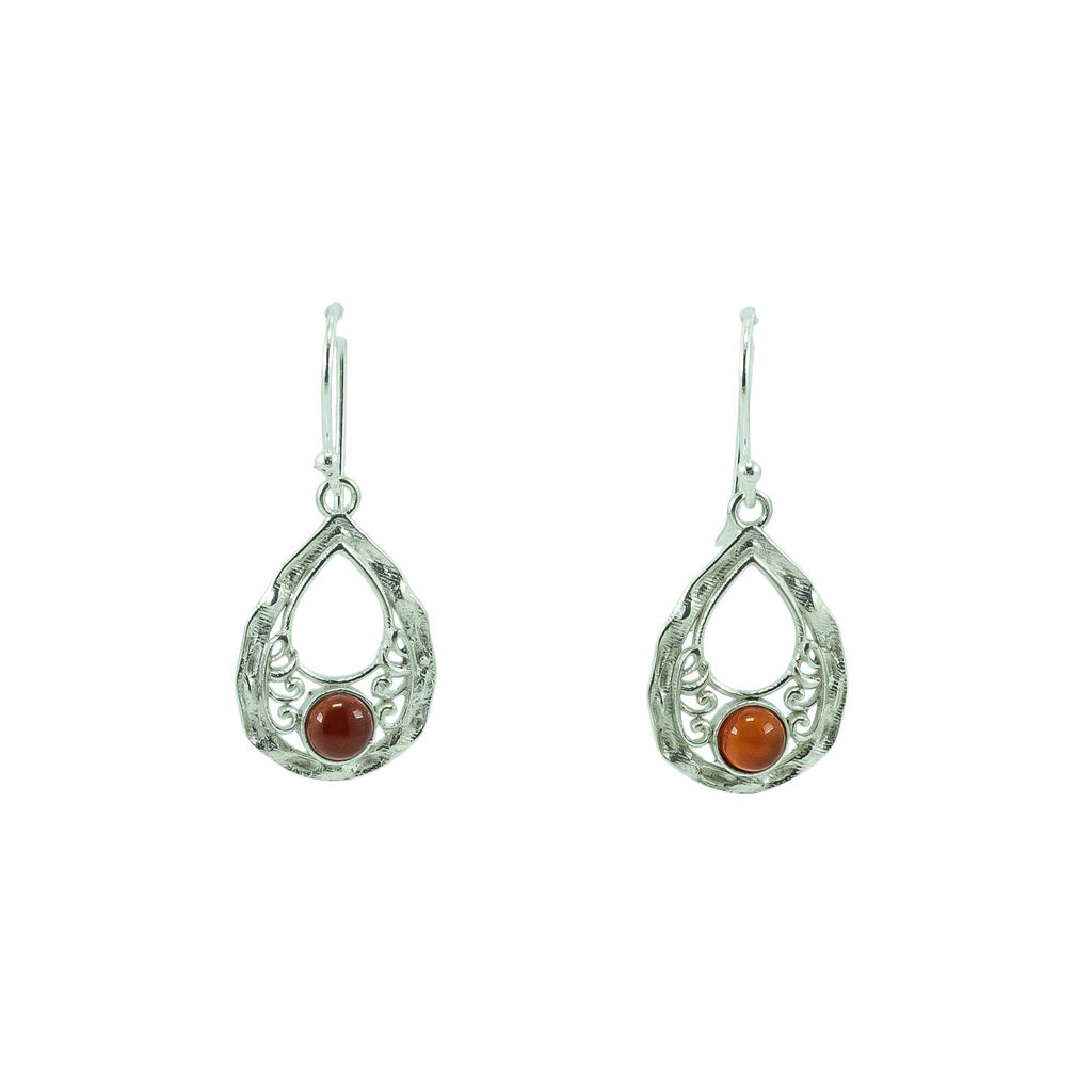 Carnelian Silver Dangling Earrings