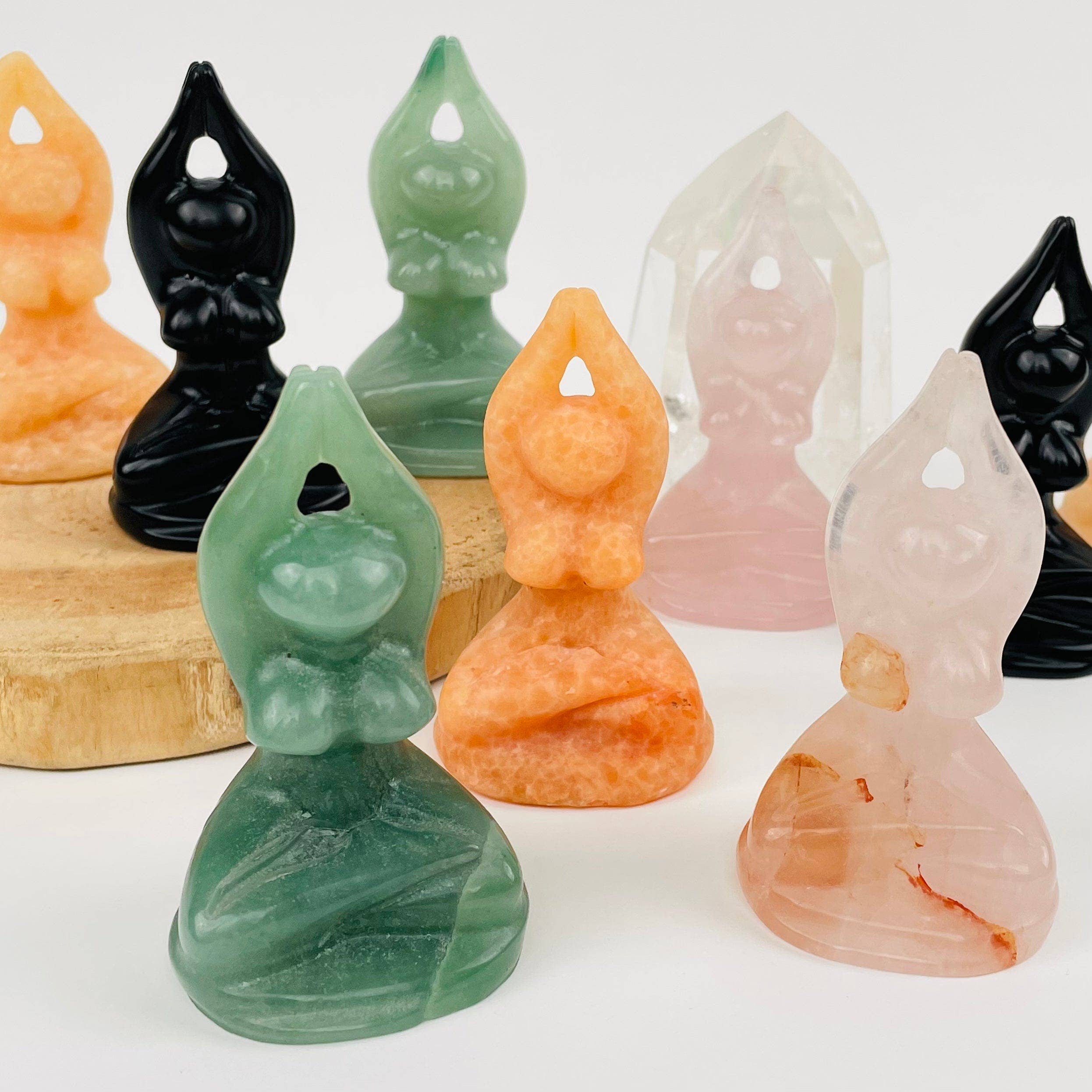 Crystal Gemstone Meditating Goddess - You Choose Stone: Rose Quartz