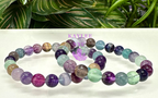 Natural Rainbow Fluorite 8mm Crystal Stretch Bracelet 7.5"